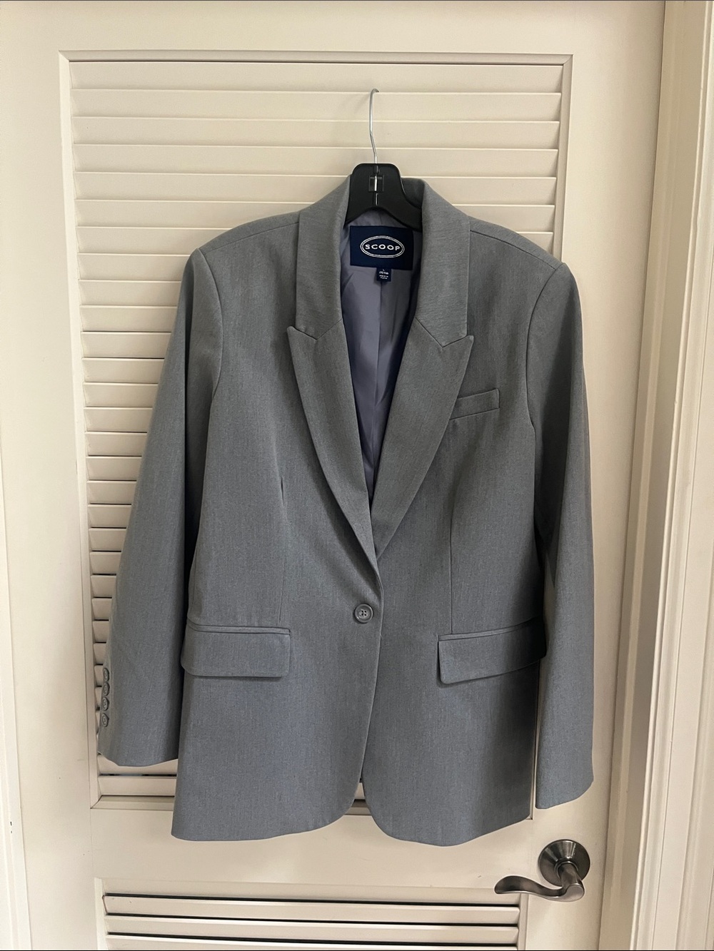 Women's Grey Single-Button Blazer by Scoop